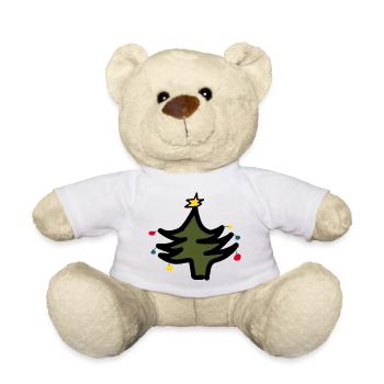 T-shirt de Noël abstrait, motif de Noël - Nounours - blanc - Devant