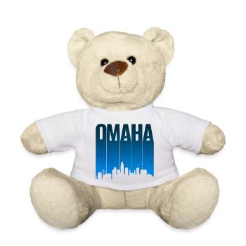 Omaha Skyline Blue Gradient - Teddy Bear - white - Front