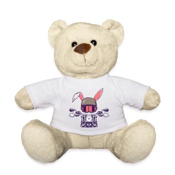Lapin Motocycliste Motard - Nounours - blanc - Devant