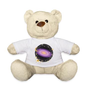 galaxie violette brillante avec la lune et les étoiles - Nounours - blanc - Devant
