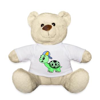 Kuschelige Schildkröte mit Cap - Teddy - Weiß - Vorne