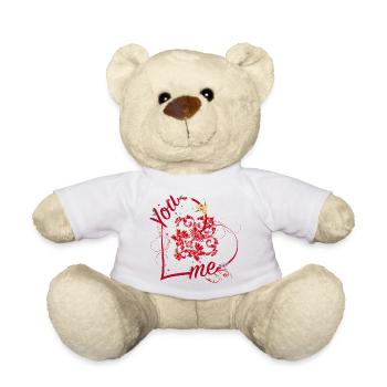 Du & Ich verbunden durch das Herz Ornament - Teddy - Weiß - Vorne