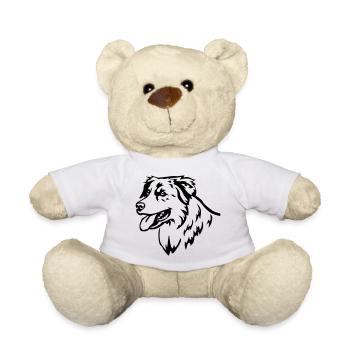 Australian Shepherd Head - Teddy Bear - white - Front