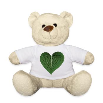Green Leaf Heart - Teddy Bear - white - Front