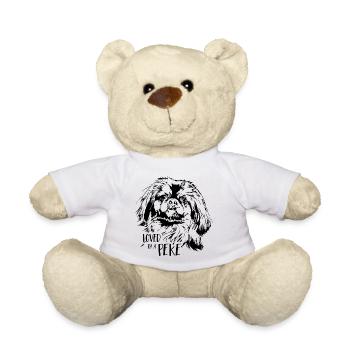 Loved by a Peke Pekingese Dogs Dog Saying - Teddy Bear - white - Front