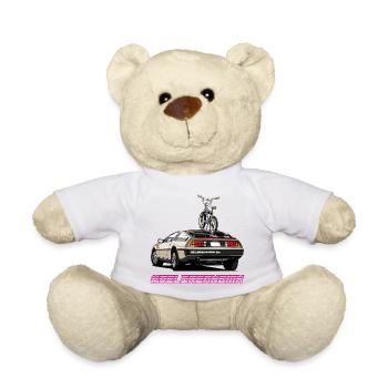 Delorean 80s Oldschool BMX Car with Tour - Teddy Bear - white - Front