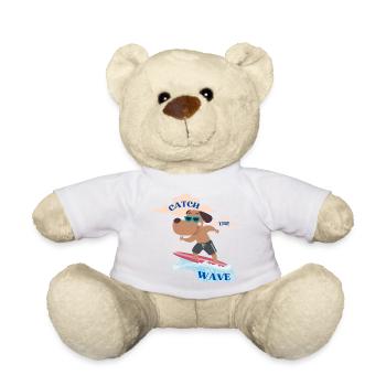 Catch the wave - Cute Beach Vibes T-Shirt - Teddy - Weiß - Vorne