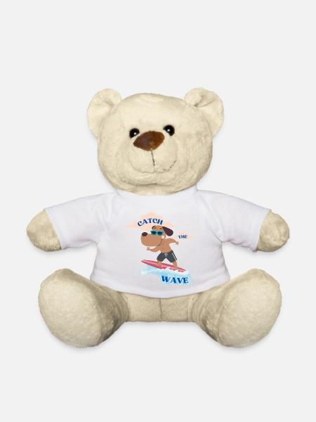 Catch the wave - Cute Beach Vibes T-Shirt - Teddy Bear - white