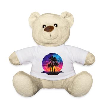 Sommer Strand Meer Palmen Urlaub Neon Farben Bunt - Teddy - Weiß - Vorne