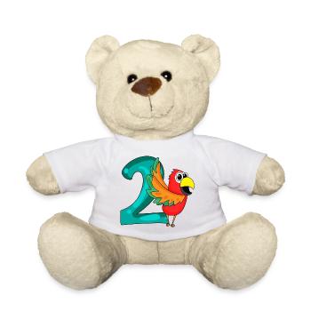 2 birthday 2 years old with animal motif - two - Teddy Bear - white - Front