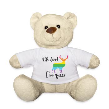 Pride Month LGBTQ - Oh Deer I'm Queer! - Teddy Bear - white - Front