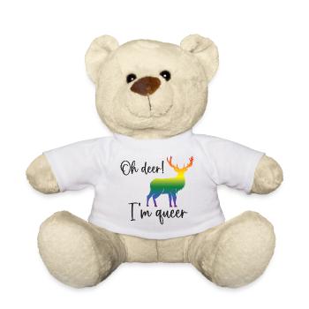 Pride Month LGBTQ - Oh Deer I'm Queer! - Teddy Bear - white - Front