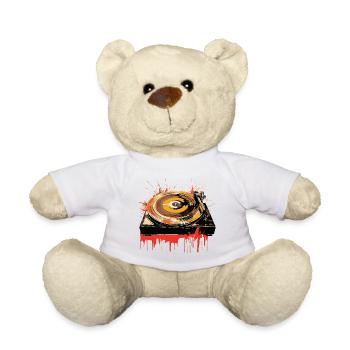 Vinyl Record LP Turntable Retro - Teddy Bear - white - Front