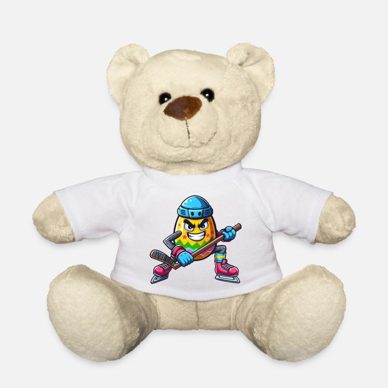 Osterei Eishockey Design | Eishockeyspieler - Teddy - Weiß