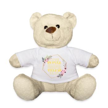 Love in Full Bloom Floral Frame - Teddy Bear - white - Front
