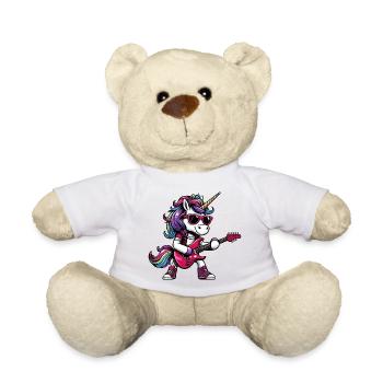 Unicorn Rock Metal Musician Guitar Design - Teddy Bear - white - Front