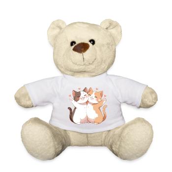 Cats, Love, Joy, Hug, Cuddle, Heart, Cute - Teddy Bear - white - Front