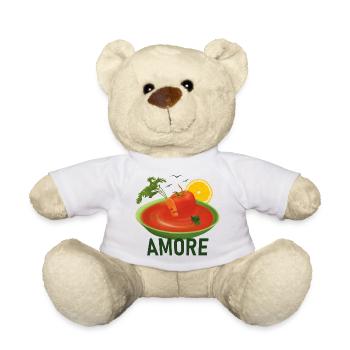 Tomate und Karotte kuscheln in der Tomatensuppe - Teddy - Weiß - Vorne