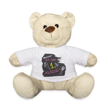 I'm 1st Grade | Blackboard chalk - pink yellow - Teddy Bear - white - Front