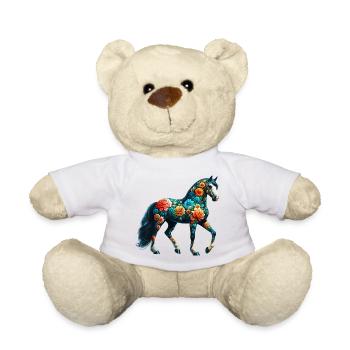 Cheval décoré de fleurs - Nounours - blanc - Devant