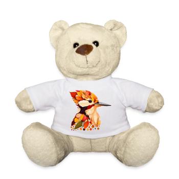 schöner Specht, gestaltet aus bunten Blättern - Teddy - Weiß - Vorne