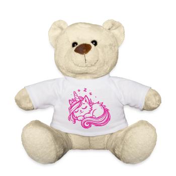 Chat licorne endormi (rose) - Nounours - blanc - Devant