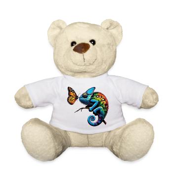 Chameleon and Butterfly - Teddy Bear - white - Front