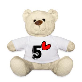 5. 5 YEARS. 5th ANNIVERSARY. 5 YEAR ANNIVERSARY - Teddy Bear - white - Front