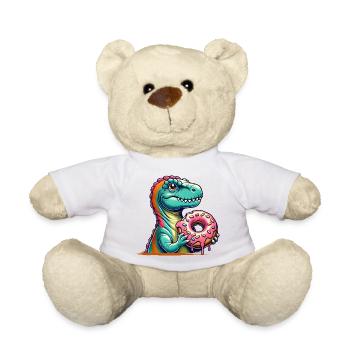 Dino donut motif: An adventure for those with a sweet tooth - Teddy Bear - white - Front