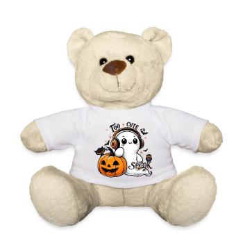 cooler Geist mit Kopfhörern und Halloween Kürbis - Teddy - Weiß - Vorne