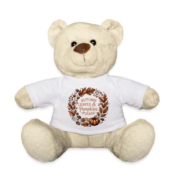 Couronne d’automne - Feuilles d’automne et citrouilles s’il vous plaît - Nounours - blanc - Devant