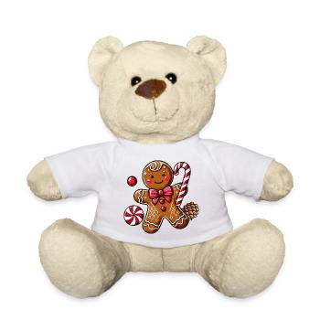 Joyeux bonhomme en pain d’épice avec canne à sucre - Nounours - blanc - Devant