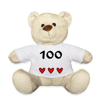 100. 100 ANS. 100e ANNIVERSAIRE. ANNIVERSAIRE 100 - Nounours - blanc - Devant