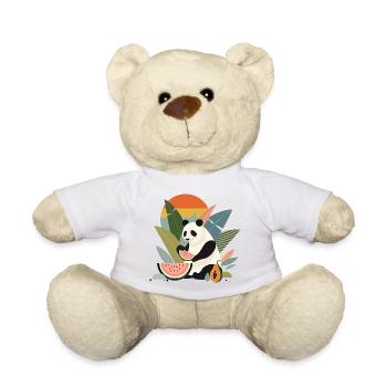 Panda avec des plantes et des fruits exotiques - Nounours - blanc - Devant