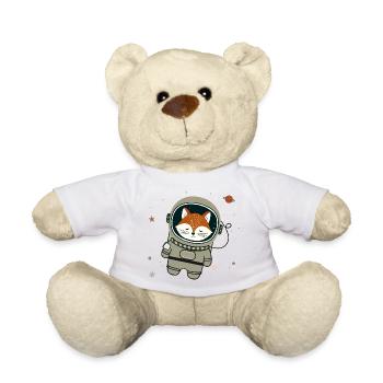 Träumender Astronauten-Fuchs im Weltall - Teddy - Weiß - Vorne