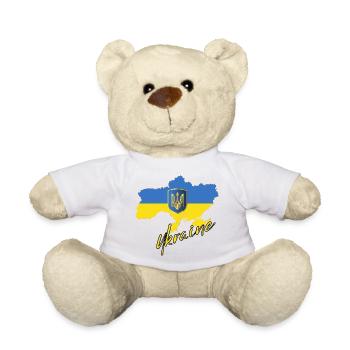Fierté ukrainienne, drapeau ukrainien - Nounours - blanc - Devant