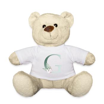 G Monogram, Floral, Personalizable - Teddy Bear - white - Front