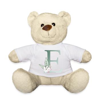 E Monogramm, Floral, personalisierbar - Teddy - Weiß - Vorne