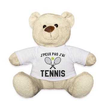 Je Peux Pas J'ai Tennis Cadeau Joueur De Tennis - Nounours - blanc - Devant