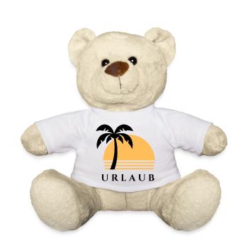 Urlaub mit Palme und Sonnenuntergang - Teddy - Weiß - Vorne