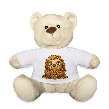 Funny Sloth Spaghetti Pasta Spill Food - Teddy Bear - white - Front