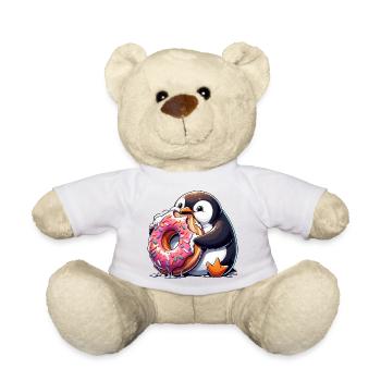 pingouin mignon beignet amateur de dessin animé manger - Nounours - blanc - Devant