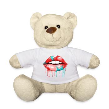 Lippen Bunt Lippenstift Kussmund Pop Art Kunst - Teddy - Weiß - Vorne
