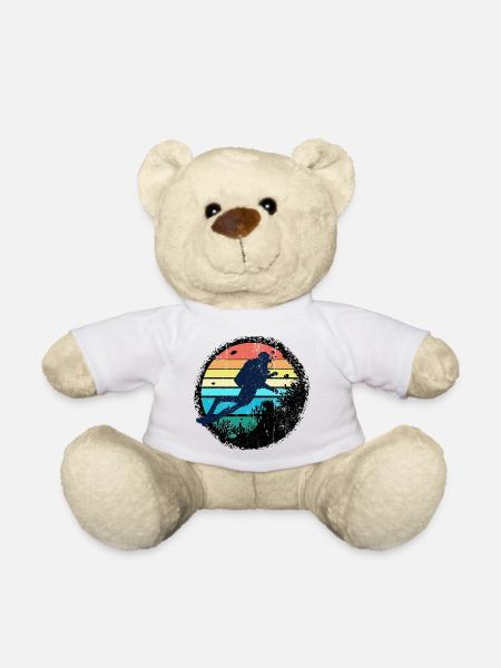 Unterwasser-Taucher-Silhouette mit Regenbogen-Sonnenuntergang - Teddy - Weiß