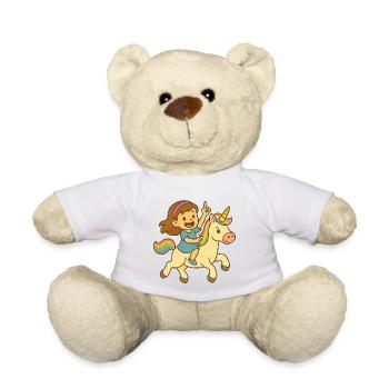 Petite cavalière sur licorne magique - Nounours - blanc - Devant