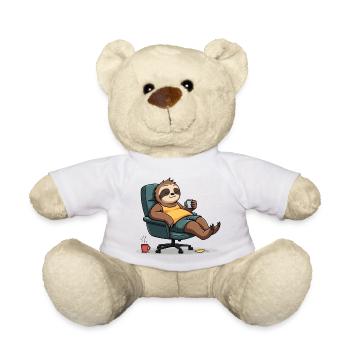 Büro? Erst mal Kaffee! – Sloth Style - Teddy - Weiß - Vorne