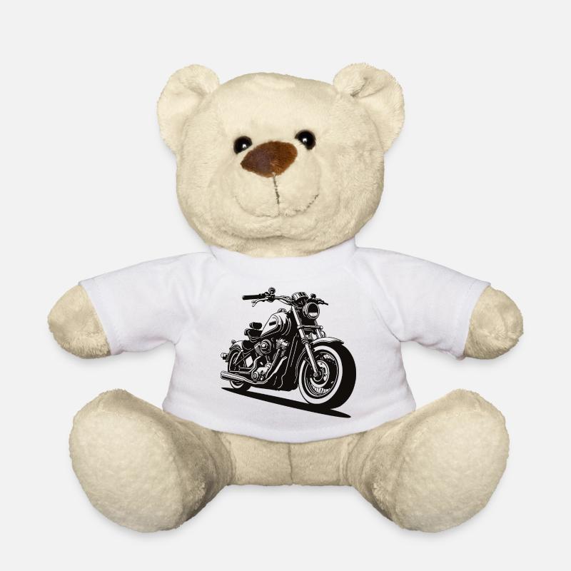 Retro Biker Style - Teddy Bear - white