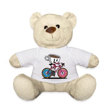 Becher mit einem Lächeln auf einem Donut-Fahrrad - Teddy - Weiß - Vorne