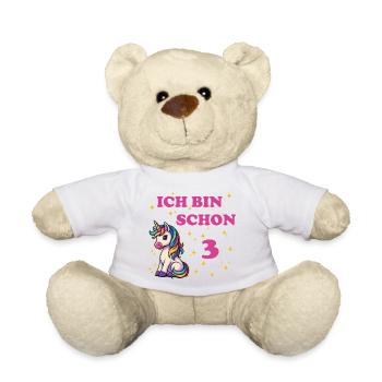 Ich bin schon 3 mit Einhorn - Teddy - Weiß - Vorne