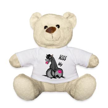 Humorous Donkey with Lipstick Kiss - Teddy Bear - white - Front